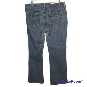 Levi's 545 LOW BOOT CUT Women's Size 14 Dark Blue Distressed Jeans Stretch